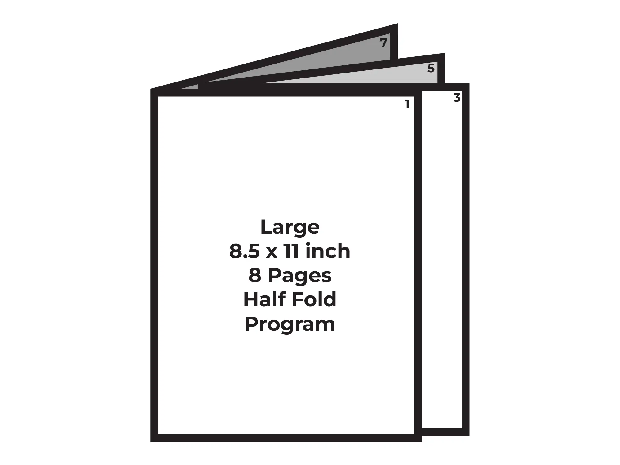 <h3>$275</h3>Large Half-Fold 8 Pages 8.5 x 11 Inch Page Mockup