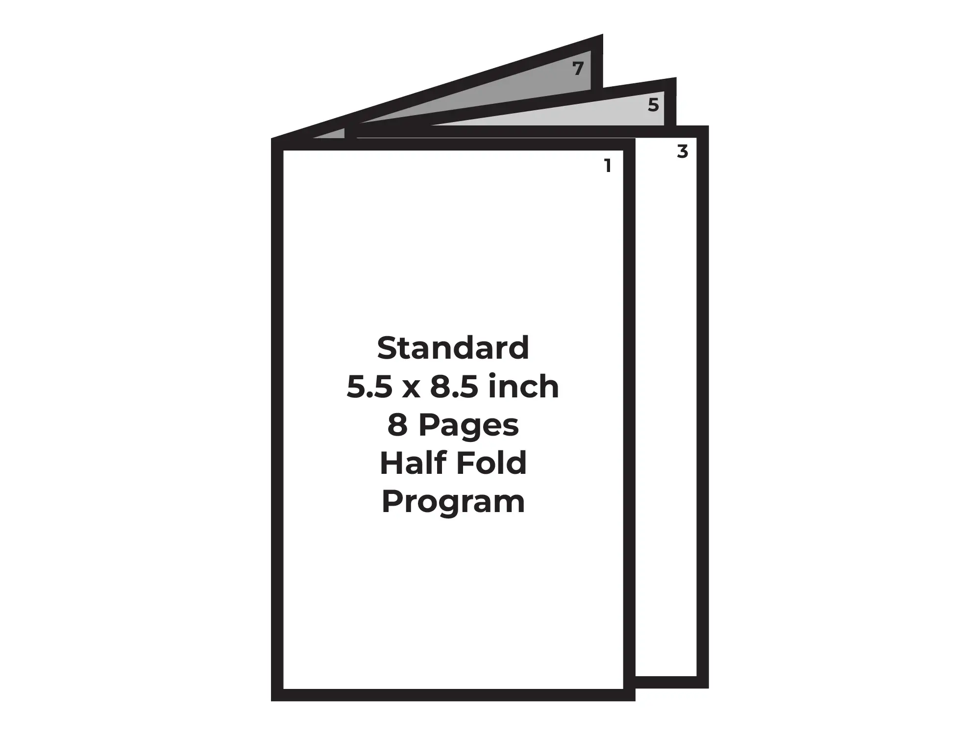 <h3>$225</h3>Standard Half-Fold 8 Pages 5.5 x 8.5 Inch Page Mockup