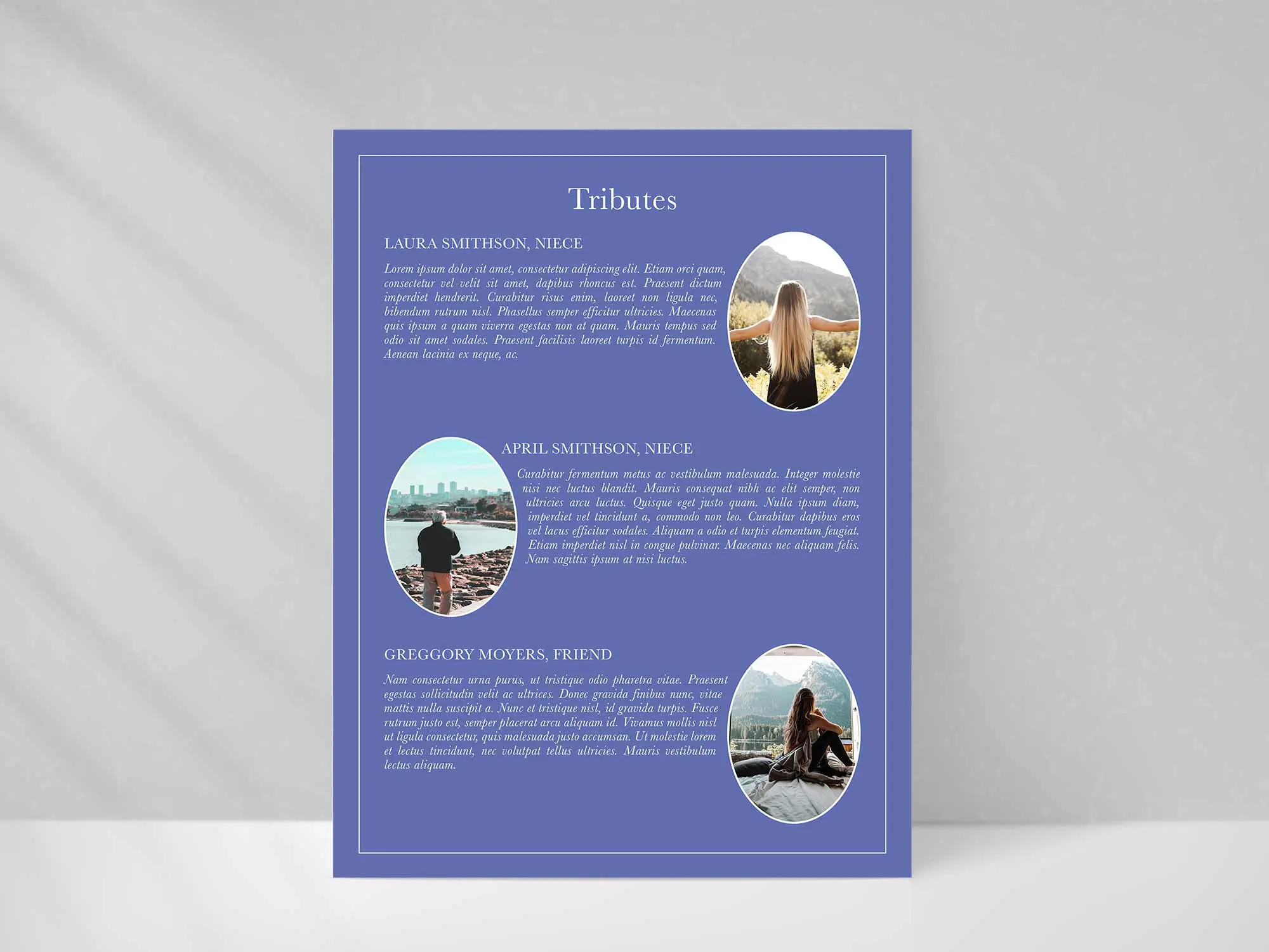 Tributes Page Style Sample