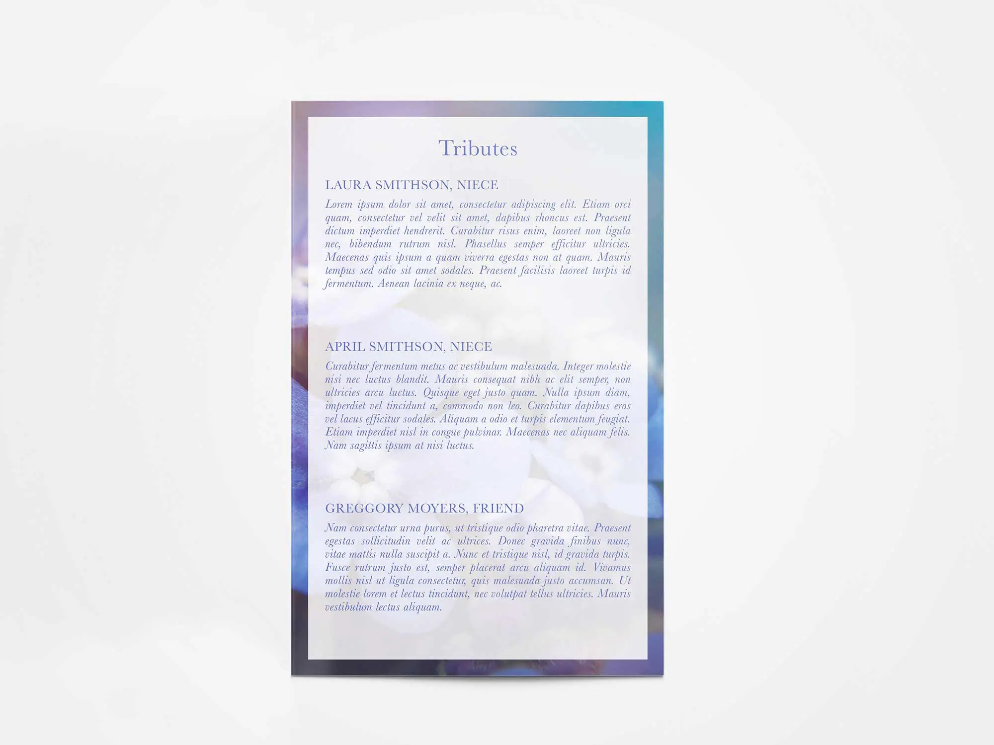 Tributes Page Style Sample