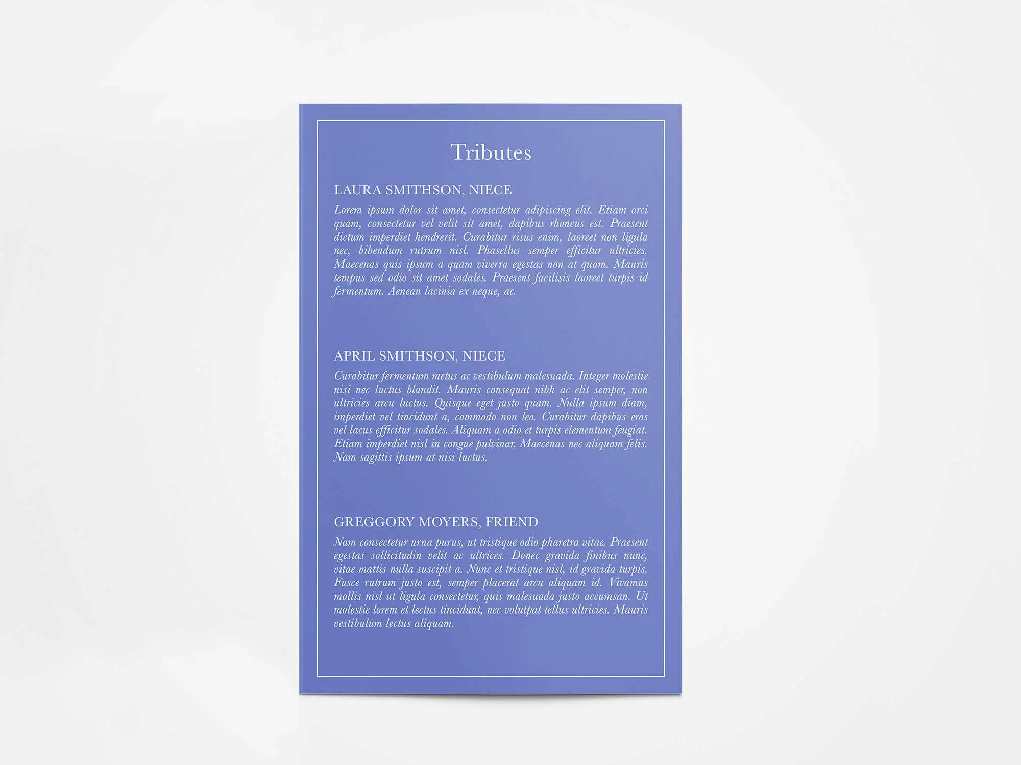 Tributes Page Style Sample